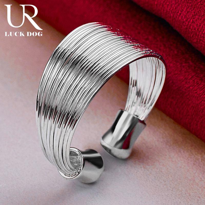 925 Sterling Silver Open Multi Line Ring Fashion Wedding Jewelry