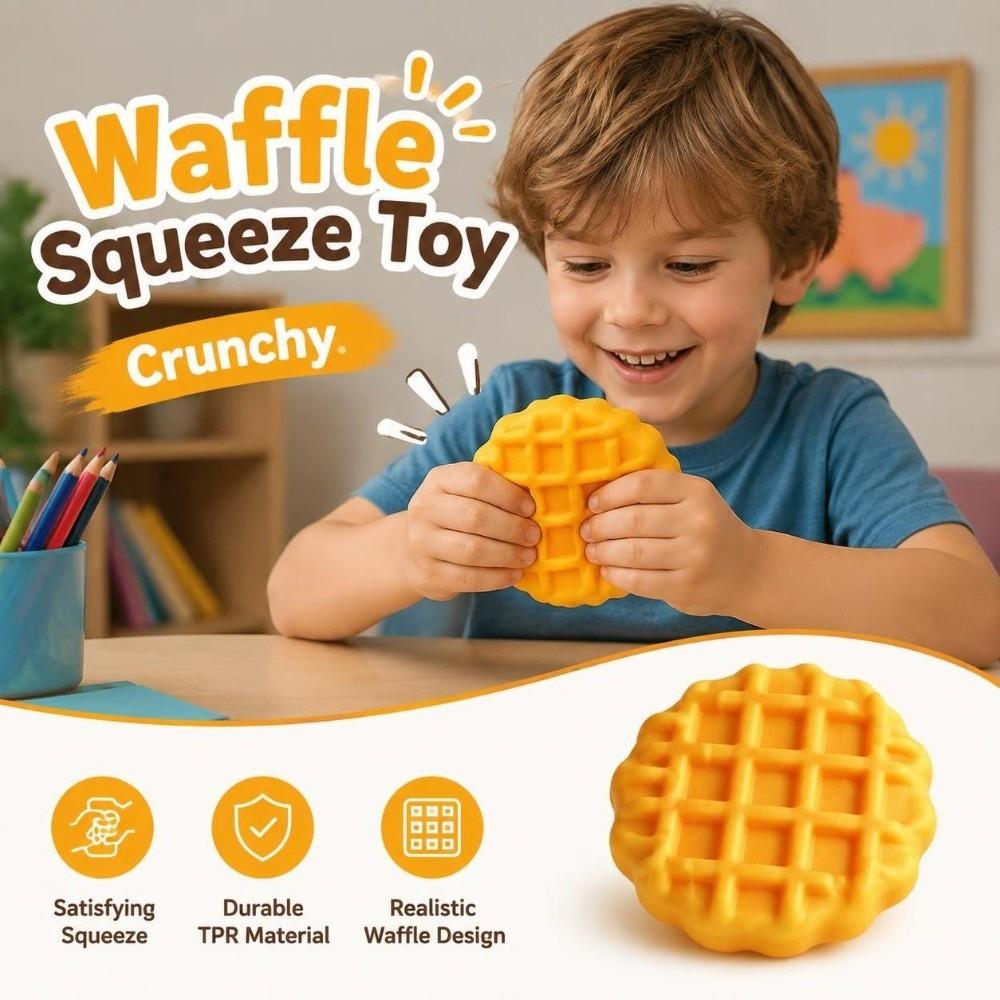 Crunchy Waffle Squeeze Toy Building Blocks Realistic Dessert Pinch TPR Fidget Toy for Kids Adults