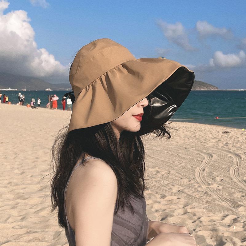 Spring and Summer UV Vinyl Empty Top Sunscreen Hat Women's UV Protection Face Cover Sun Hat Children's Summer Big Edge Sun Hat