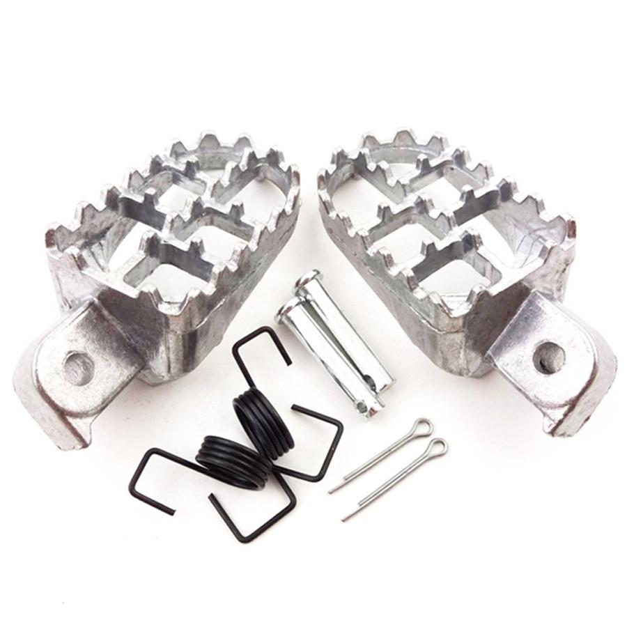 Aluminum Motorcycle Wide Fat Foot Pegs Footrest Pedal Silver For Dirt Bike 8mm
