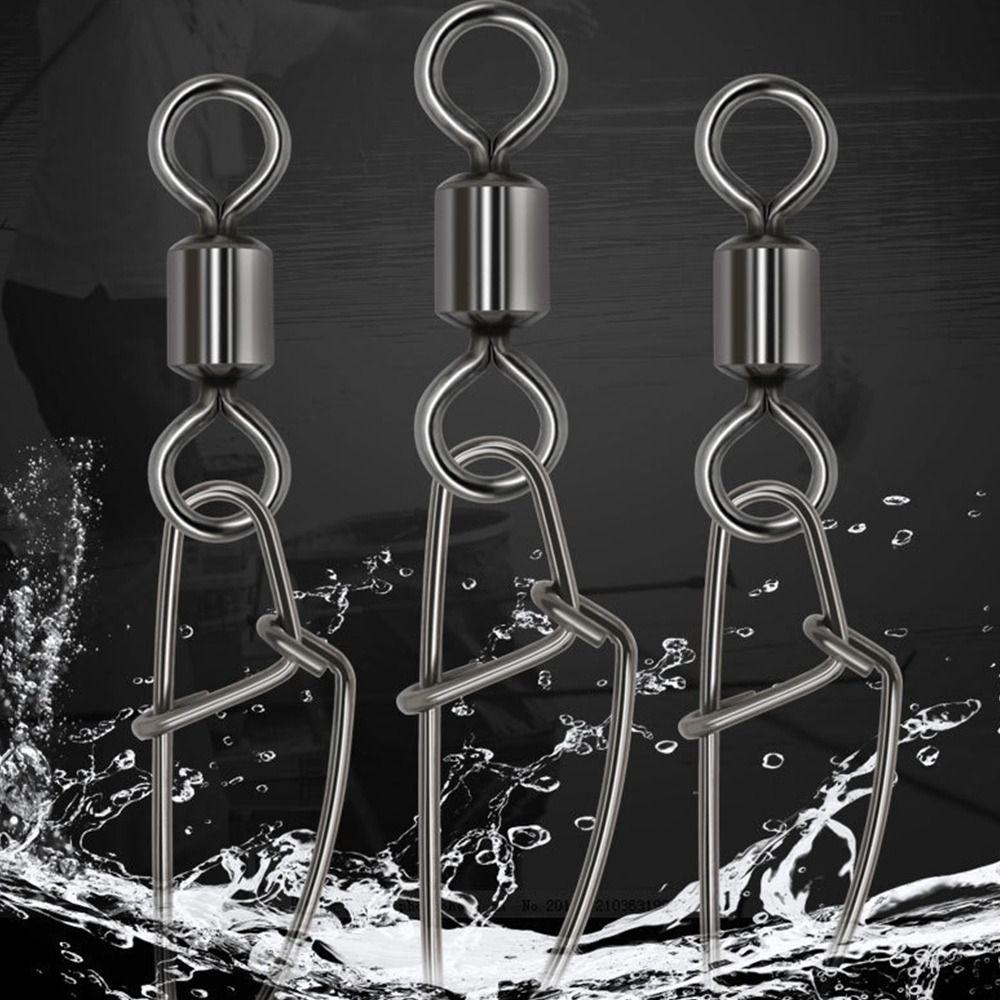 Stainless Steel 1#-8# Heavy Duty Ball Fishing Snap Connector with Pin Bearing Barrel Rolling Swivel