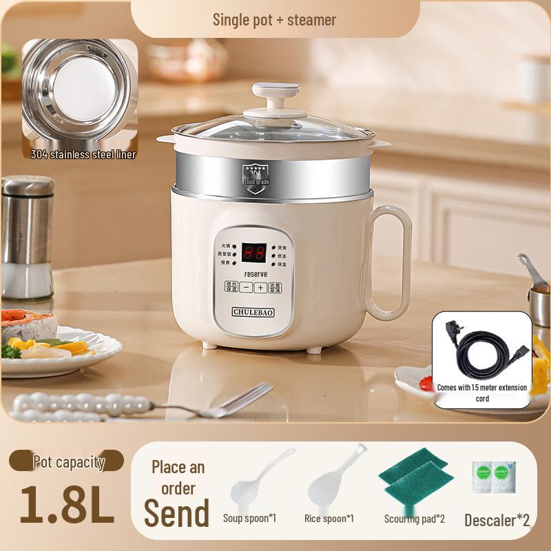 Small Electric Steamer & Rice Cooker: 304 Stainless Steel, 1-3 Person Capacity, Multi-function for Cooking, Steaming & Boiling