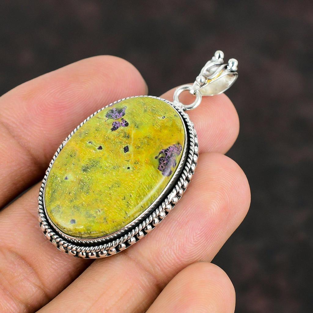Подвеска из стихтита, серебряная подвеска 925 пробы, ювелирное украшение ручной работы, подвеска из драгоценного камня, красивые ювелирные изделия из стихтита, подарки для мамы, абсолютно новый кулон