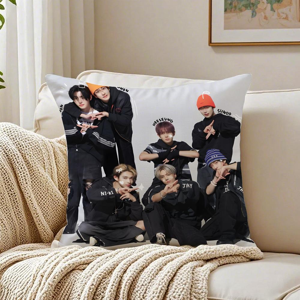 band energetic EEENHYPEN Cushion Cover Pillowcase Antidustmite living Room Sofa Decor Cushion Room
