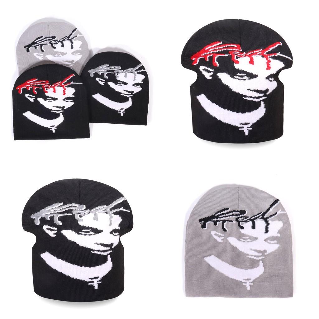 Fashion Figure Portraits And Letter Patterns Men Casual Knitted Hats For Winter