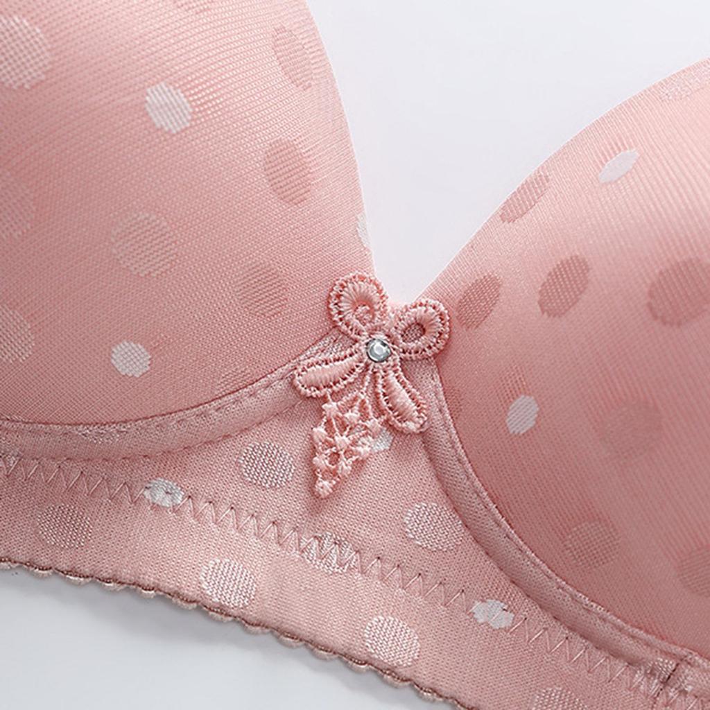 Sexy Women Thin Push-up Bra Adjustable Shoulder Straps Dot Print U-Shaped Beauty Back Wireless Anti-sagging Brassiere