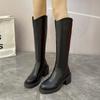 Fashion 2024 Autumn Fashion New Women's Casual Elegant Versatile Solid Color High Boots