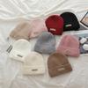 Korean Pearl Bow Wool Hat for Women Plus Velvet Thickened Warm Knitted Hat Letter Labeled Same Style for Men and Women
