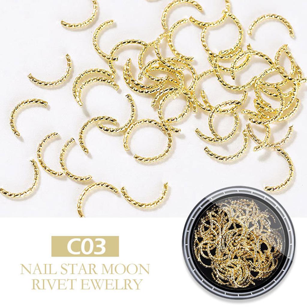 Star Moon Nail Charms Nail Rhinestones Nail Art Charms Punk Rivet Nail Gems Manicure Supplies DIY Nail Art Decorations