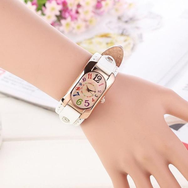 Color Digital Rectangle Watch Women Bracelet Watches Female Quartz Watch Student Leisure Watch