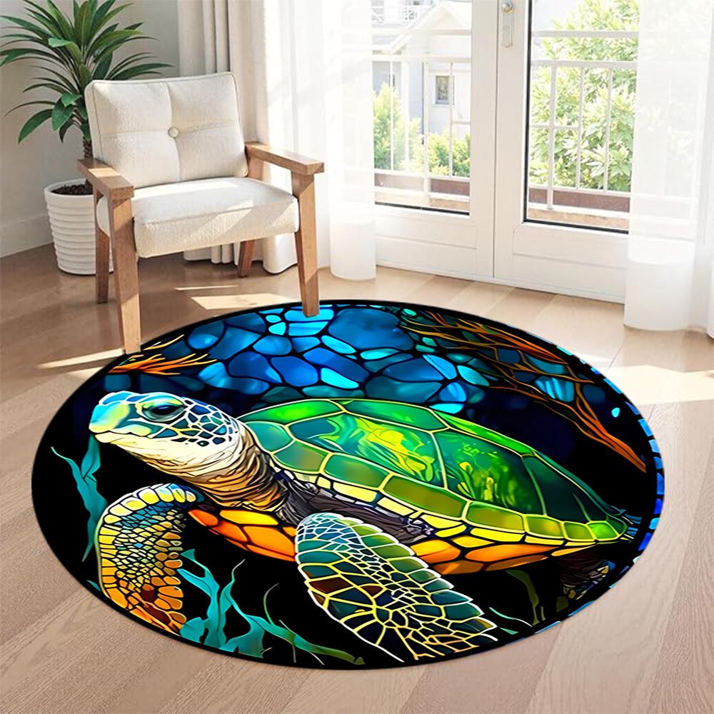 Sea Turtle Round Carpet Design for Game Room Dormitory Bedrooms Study room Antislip Round Carpet Decorate Offices Birthday Christmas Gift