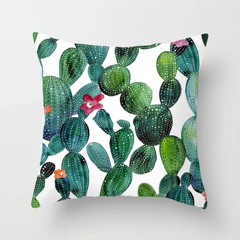 Nordic Style Tropical Plant Cactus Pattern Cushion Cover Sofa Car Office Pillowcase Home Decor