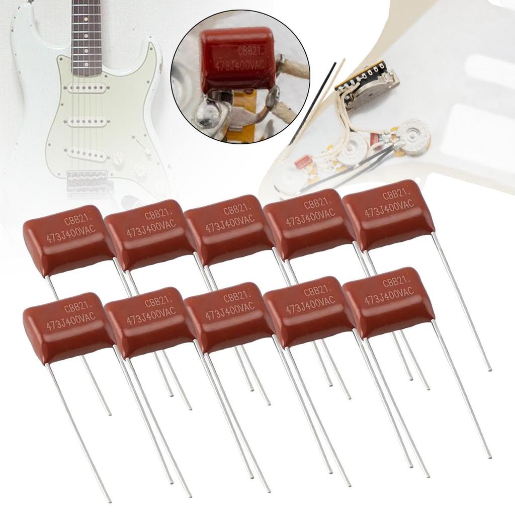 10Pcs Electric Guitar Film Capacitors Easy to Install Multiuse 0.022uf 0.047uf Guitar Capacitors Metallized Replace Parts