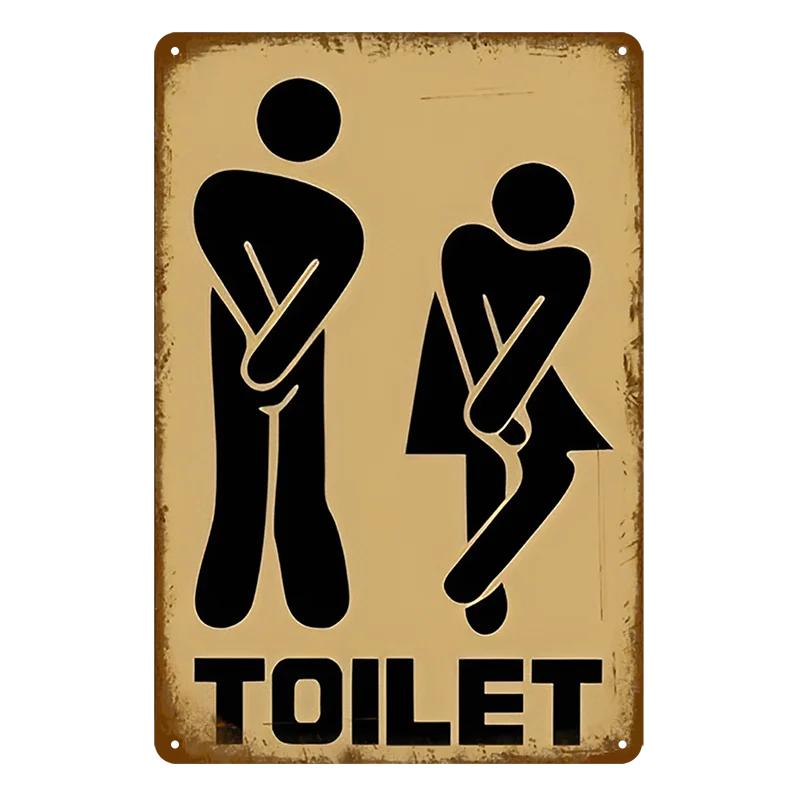 Мужчина Леди Смешной WC Знак Металлический Плакат Туалетная Тарелка Табличка KTV Бар Магазин Ванная Комната Декор Стены Фреска Домашнее Украшение 8 X 12 Дюймов