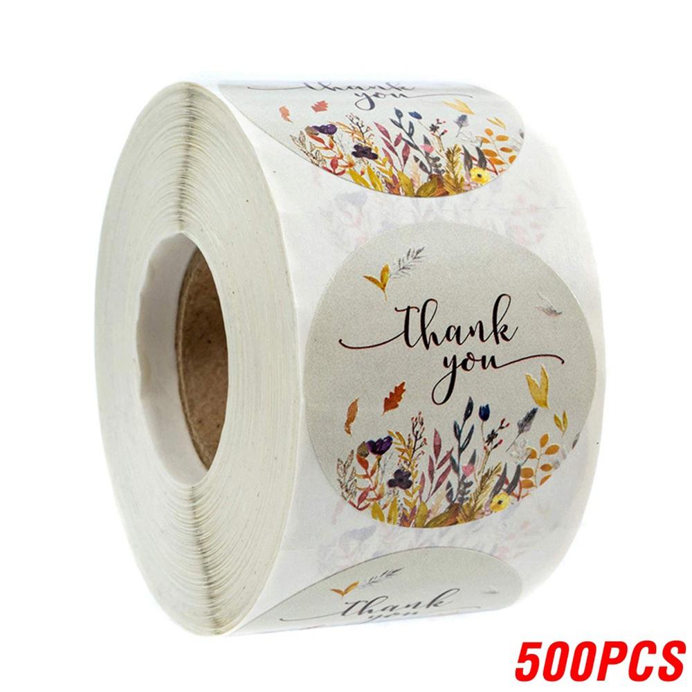 100-500pcs 4 Types Floral Thank You Sticker For Seal Label Scrapbooking Christmas Sticker Decoration Sticker Stationery Sticke