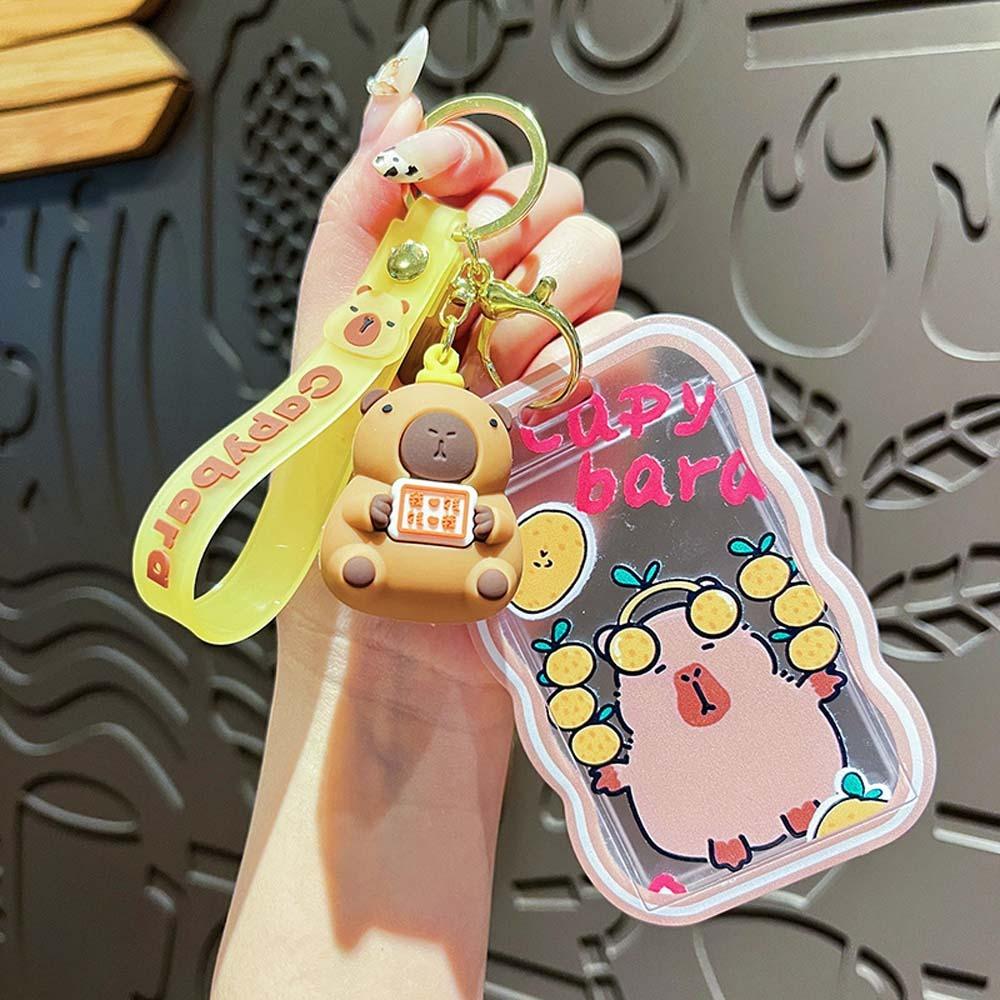 With Key Ring Capybara Card Holder Keychain PVC Transparent ID Card Holders  Boys Girls Gift