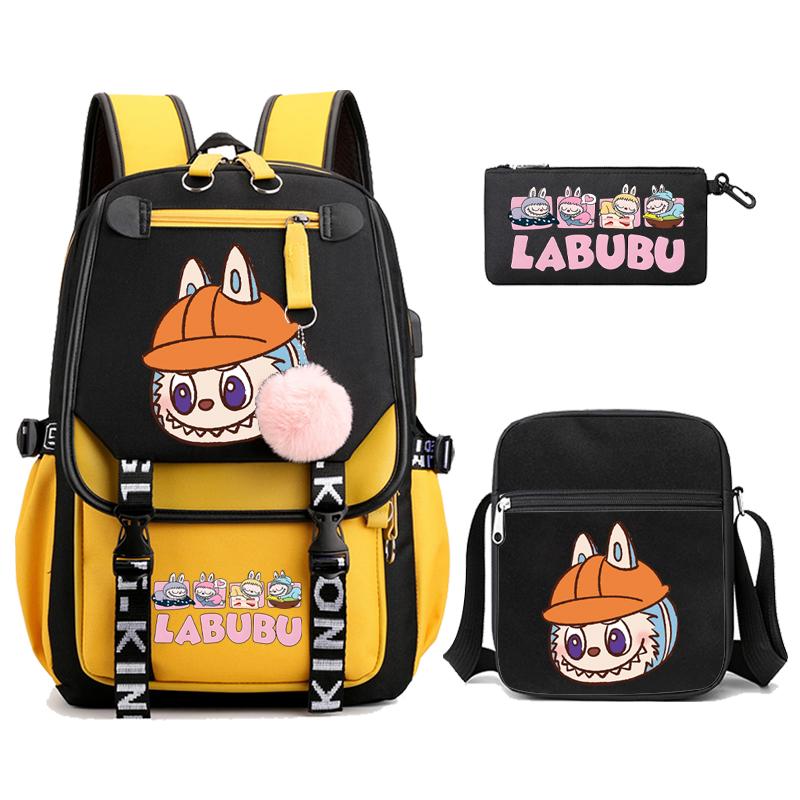 3Pcs/set Cute Printed Backpack with Shoulder Bag Pencil Case Schoolbag Teenager Student Boy Girl Large Capacity Bookbag