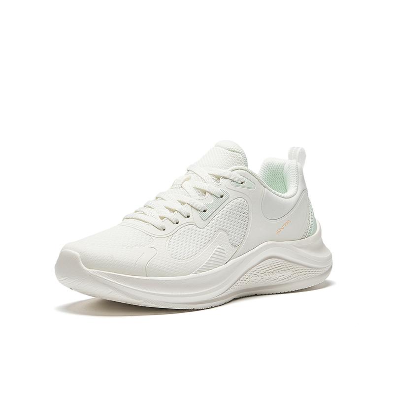New Anta Breathable And Lightweight Low Top Casual Running Shoes Women's White Green 922435518-1