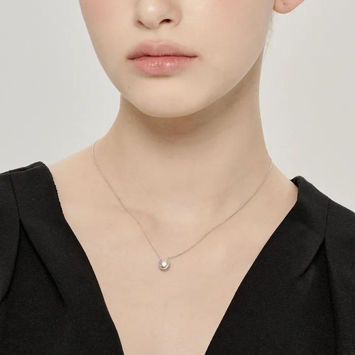 [STONEHENGE] Lucky You Dancing Stone Stella Silver Necklace N0141