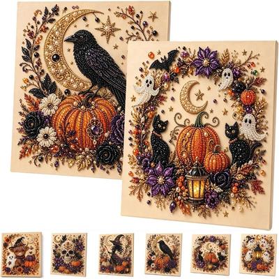 Resin Pearls DIY Pearl Art Kit Preprinted Canvas Halloween Pearl Art Seasonal Home Decor