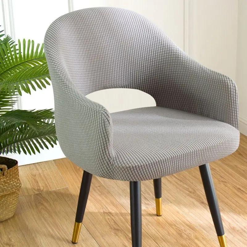 Скандинавский изогнутый чехол на стул, встроенный чехол на обеденный стул с полукругом, полное покрытие, универсальное украшение для всех сезонов