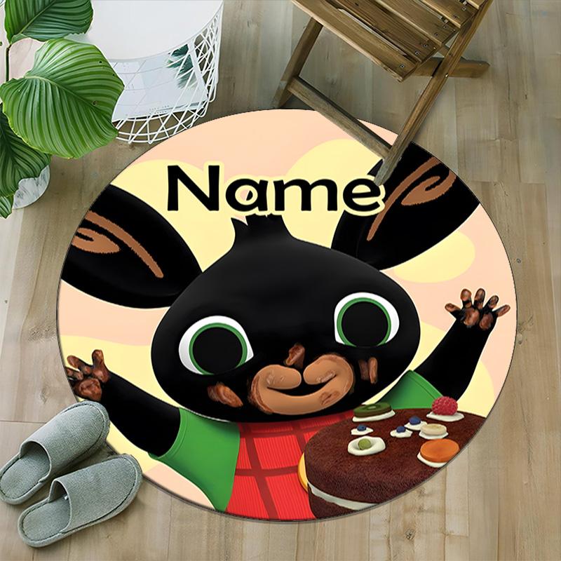 Customizable B-Bing Bunny4 Round Non-Slip Carpet - Ideal for Garden, Picnic, Office, Perfect for Decoration, Suitable For All Seasons