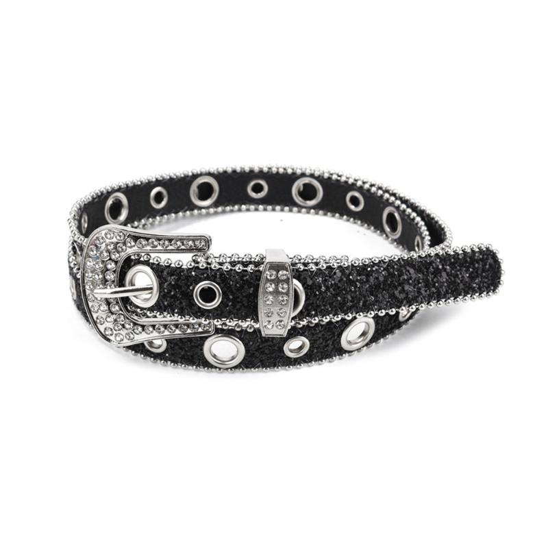 Подростковый пояс с пайетками для джинсов, регулируемый ремень на талию с пряжкой-булавкой, пряжка со стразами, широкий пояс на талию, женский пояс для юбки