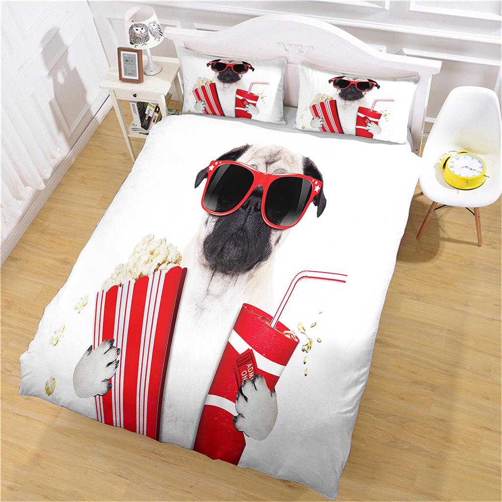 Duvet Covers 3-Piece Animal Dog Style Bedding Set 3D Quilt Cover Pillow Case, Full Queen Summer Comforter Set Home Dormitory