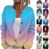 Women's Fashion Printed Long Sleeve Knitted Cardigan Button Down Jacket
