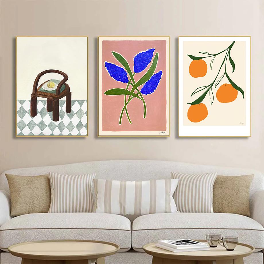 Абстрактные цветы Ваза Настенное искусство Постеры Принты Холст Декоративная живопись Украшение стены Фрески Картинки Бохо Декор для гостиной