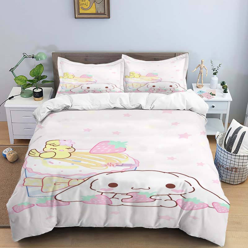 2026 New Cartoon Cinnamoroll Themed Three-Piece Bedding Set, Includes Duvet Cover and Pillowcase, Perfect As A Holiday Gift.