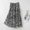TUHUANG 100% Шелковая Винтажная Юбка Миди А-силуэта с Цветочным Принтом