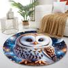 Cosmic Owl with Starry Sky Background Print round rug, living room, bedroom, playroom carpet, non slip floor mat, gift