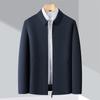 Spring New Mulberry Silk Jacket Men's Spring and Autumn Lapel Middle-aged Administrative Cadre Leader Dad Jacket