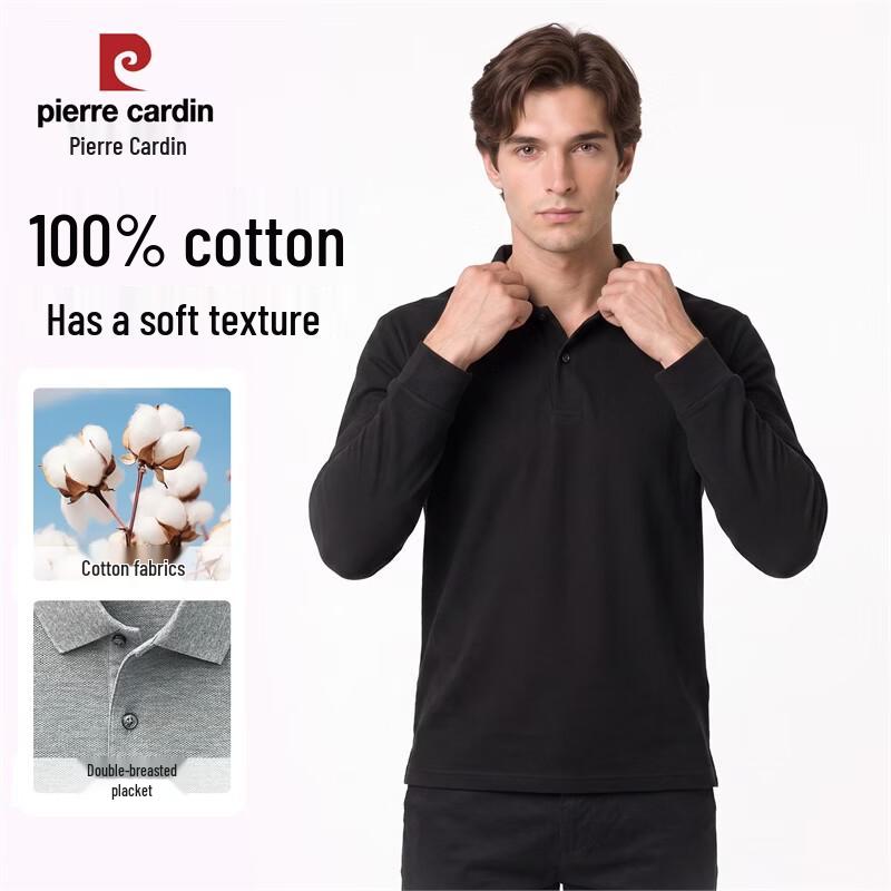 Pierre Cardin Мужская хлопковая рубашка-поло с длинным рукавом 100%