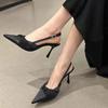 2025 Весна Новинка Бренд Женские Сандалии Мода Бант Острый Носок Женские Элегантные Туфли Слингбэки Тонкий Высокий Каблук Лодочки