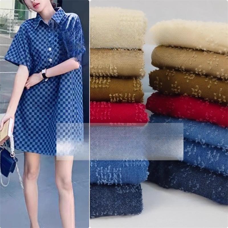 Washed Pure Cotton Denim Jacquard Fabric Vintage Crochet for Diy Sewing Jacket Shirt Dress Clothing Design Fabrics Cloth