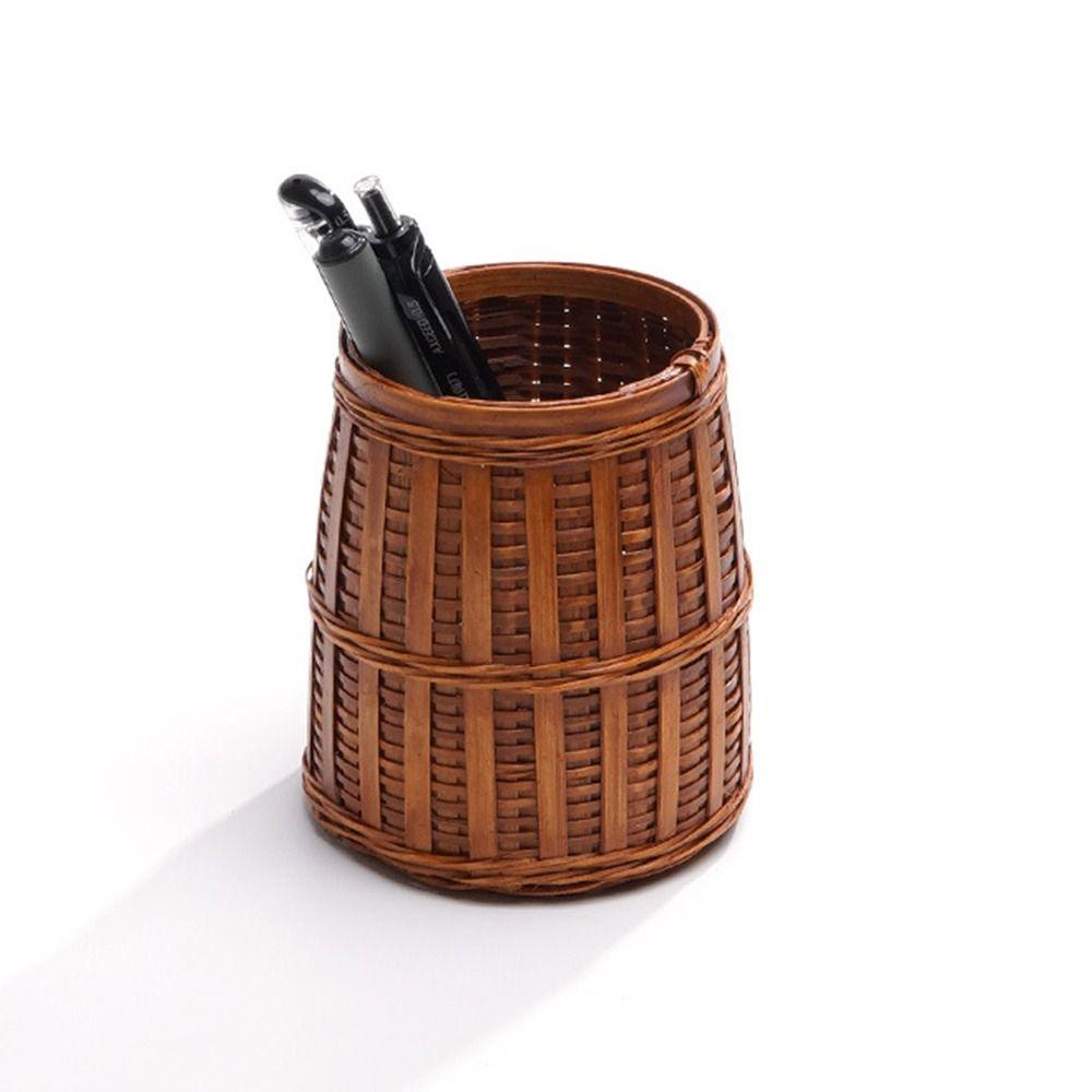 Natural Tea Ceremony Display Baskets Handmade Pencil Holder Multipurpose Makeup Brush Holder Home
