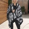 Women Winter Warm Oversized Printing Blanket Cape Wraps Shawl Cardigans