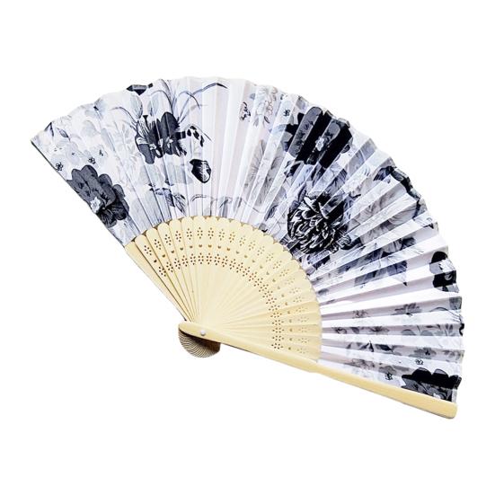 Складной веер в японском стиле с цветком, портативный летний ручной бамбуковый охлаждающий вентилятор, украшение для танцевального представления, реквизит для костюмов для вечеринок