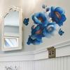 Креативные и мечтательные синие цветочные наклейки для украшения стен с бабочками для прихожей, ванной комнаты