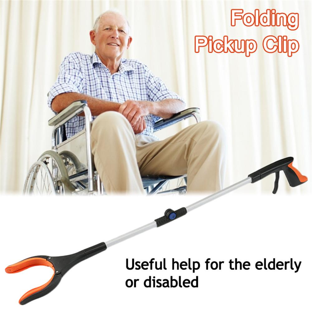 32-дюймовые складные длинные захваты для мусора Инструмент для захвата Подборщик Складной зажим для мусора Изогнутая ручка Портативный инструмент для захвата мусора