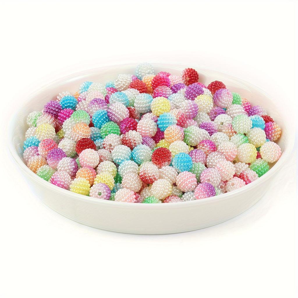 10mm 90pcs/bag Multicolor Acrylic Bayberry Beads Imitation Pearl Beads Round Loose Beads Spacer Beads For Earrings Bracelet Necklace Jewelry Making
