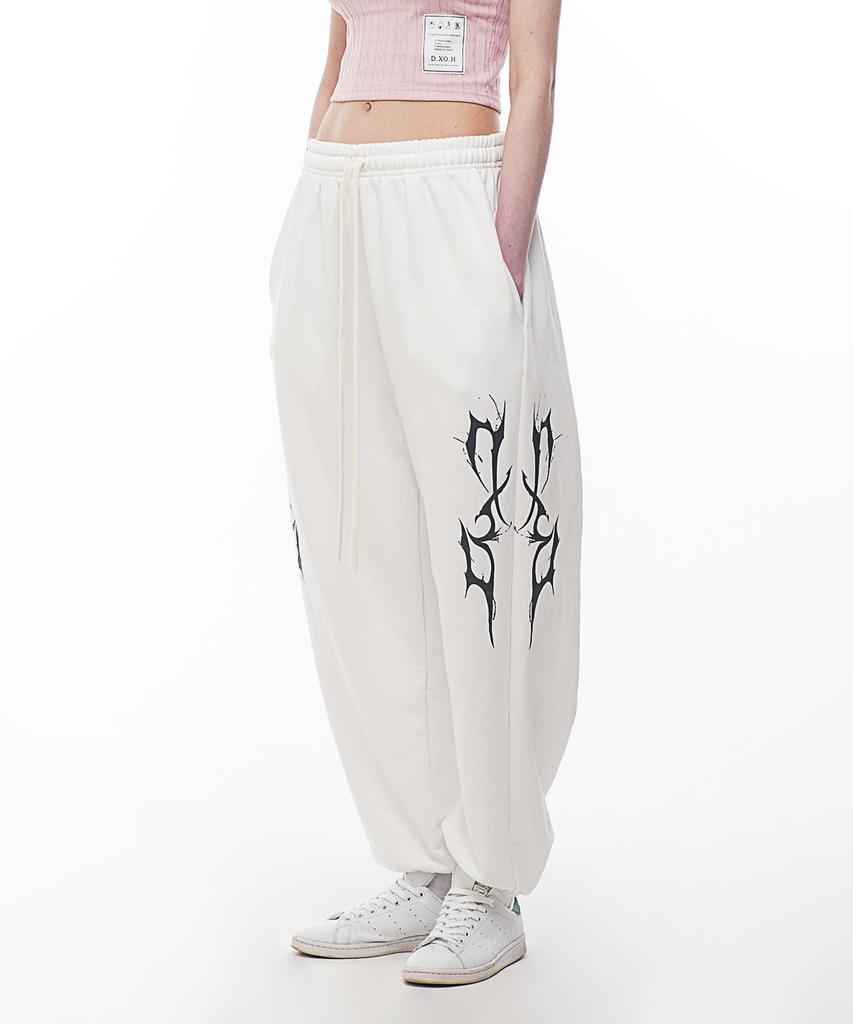 D.XO.H Thunder Logo Fleece-Lined Jogger Pants White Ivory