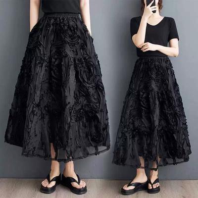 Женская летняя дизайнерская свободная юбка-бюстье в складку А-силуэта в стиле литературного винтажного сращивания, неэластичная юбка-бюстье