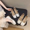 French Square Head Shallow Mouth Single Shoes Women's 2025 Summer New Soft-soled Beanie Shoes Fairy Style with Skirt Mary Jane Shoes