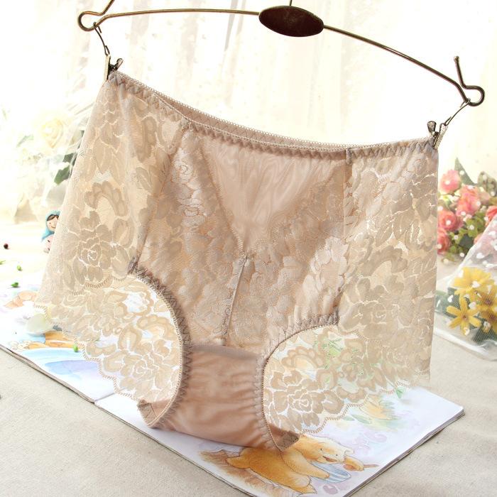 Ladies Mesh Panties High-waist Seamless Lace Underwear Briefs Transparent Silk Women Cotton Health Knickers Lingerie XXXL