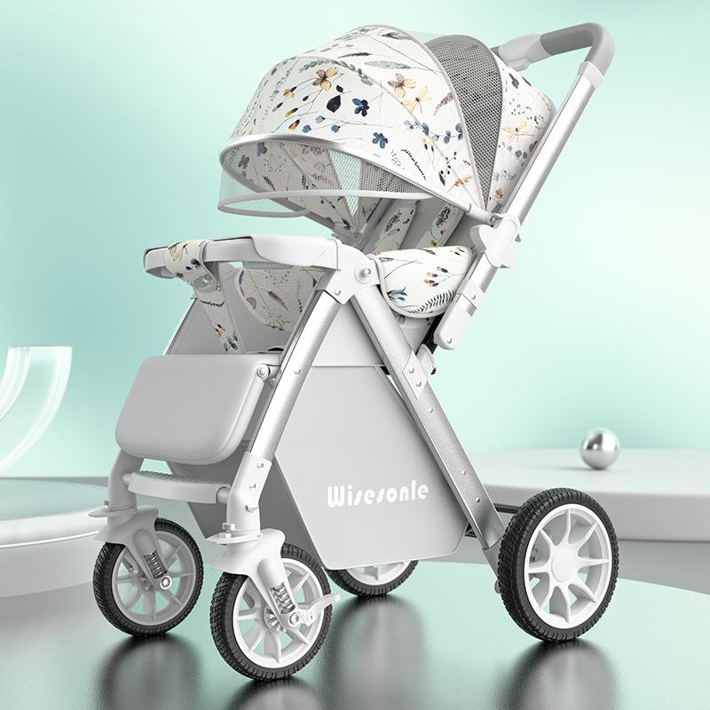 Elevated Baby Stroller: Reclining, Lightweight, Foldable, Two-Way Shock Absorption for Newborns