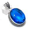London Blue Topaz Gemstone 925 Sterling Silver Jewelry Pendant 2.05" k0E68