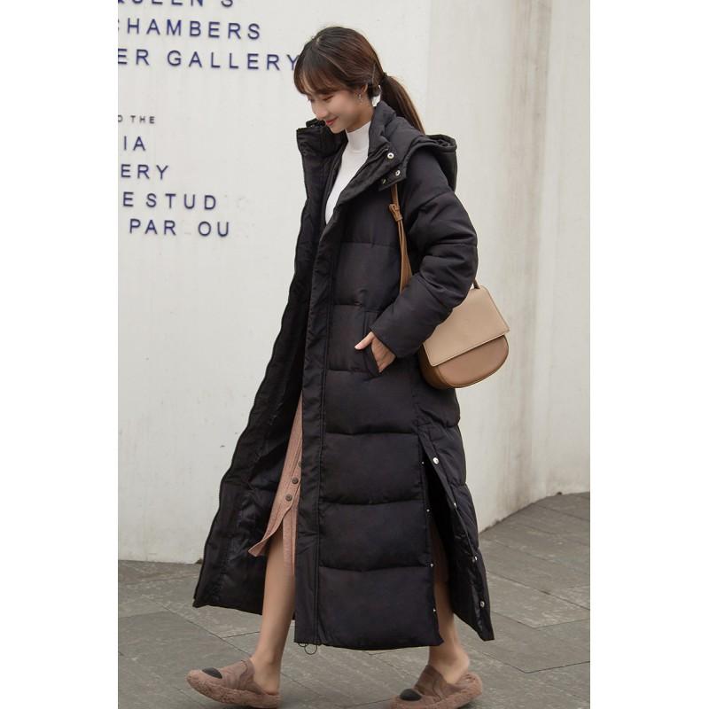 Womens Oversized Long Puffer Coat Winter Warm Hooded Cotton-Padded Jacket Loose Fit Plus Size